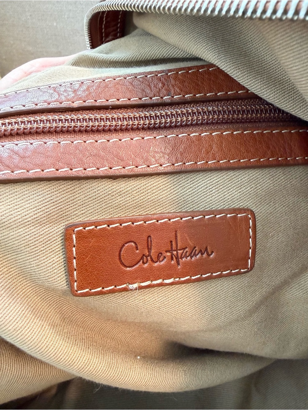 Cole Haan saddle brown leather duffle. - Picture 8 of 11
